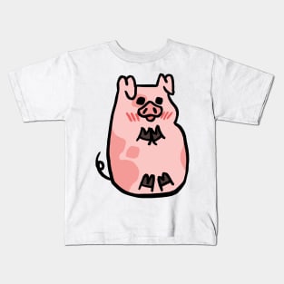 Cute Cartoon Piggy Blushing Kids T-Shirt